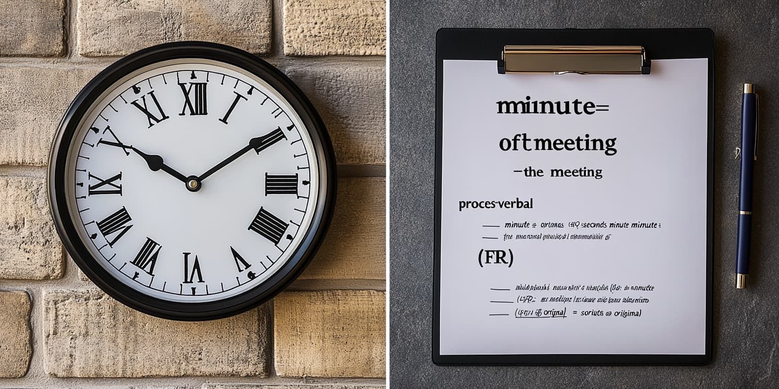 Traduction de "minute" en français : minute, procès-verbal, ou...? Un faux ami de plus !
