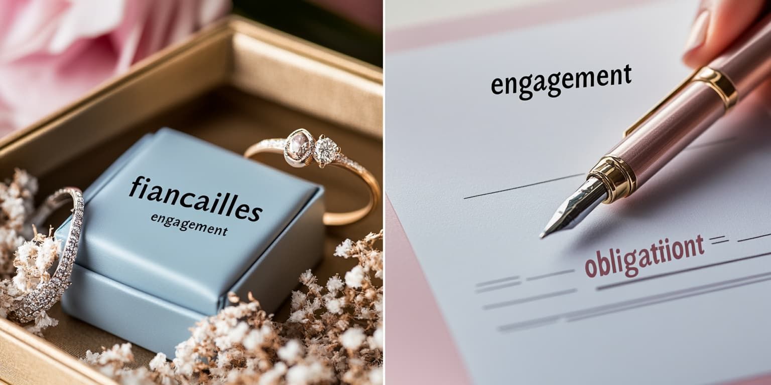 Traduction de "engagment" en français : engagement, fiançailles, ou...? Un faux ami de plus!