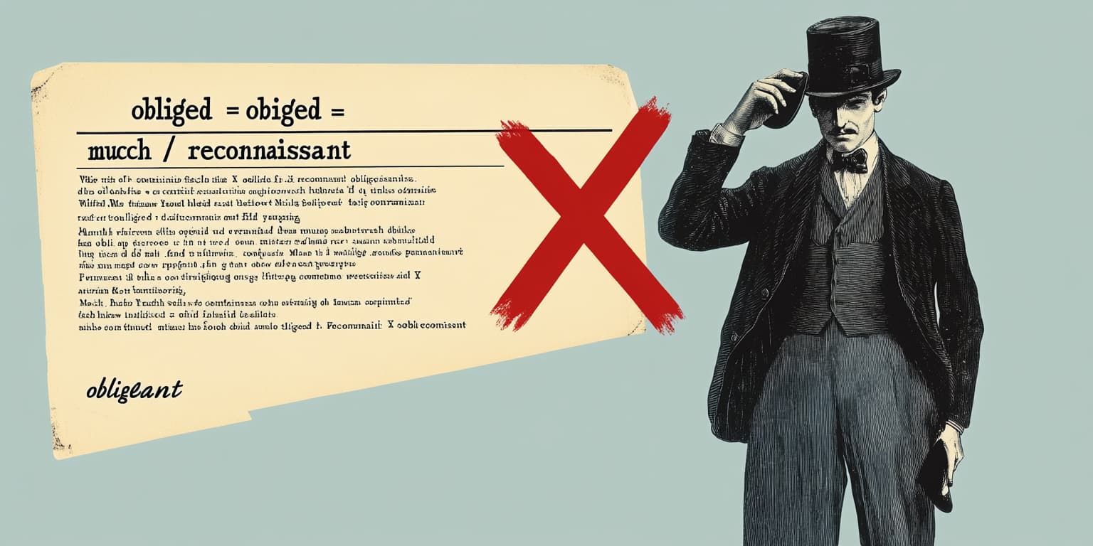 Traduction de "obliged" en français : obligé, contraint, ou...? Un faux ami de plus !
